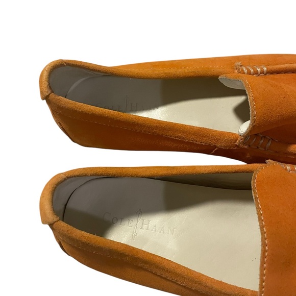 Cole Haan Suede Slip On Loafers Vibrant Orange Size 11.5 Preppy Classic - Picture 3 of 8